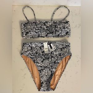 J. Crew Brand New Bandeau Bikini (Valley Floral Navy/White) SMALL -